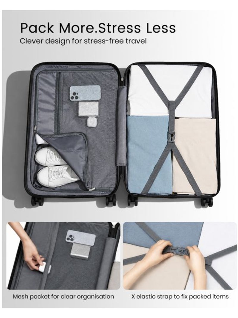 Valise cabine - 54x36x21.5 cm abs+pc 4 roulettes - kono Gris - Kiabi