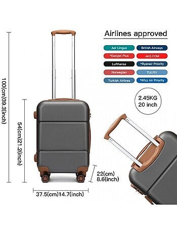 Valise cabine - 54x37.5x22 cm abs 4 roulettes - kono