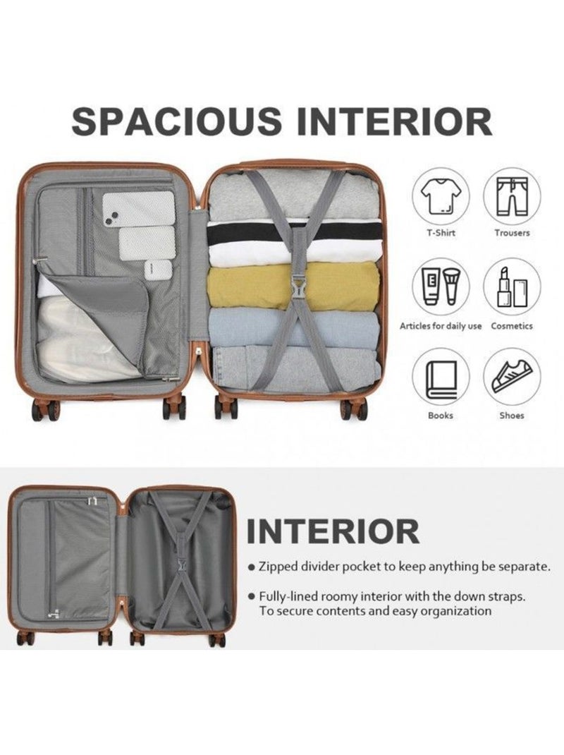 Valise cabine - 54x37.5x22 cm abs 4 roulettes - kono Gris - Kiabi