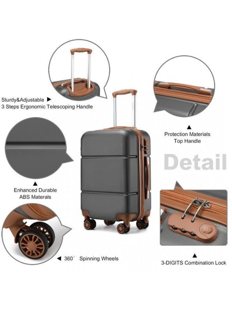 Valise cabine - 54x37.5x22 cm abs 4 roulettes - kono Gris - Kiabi
