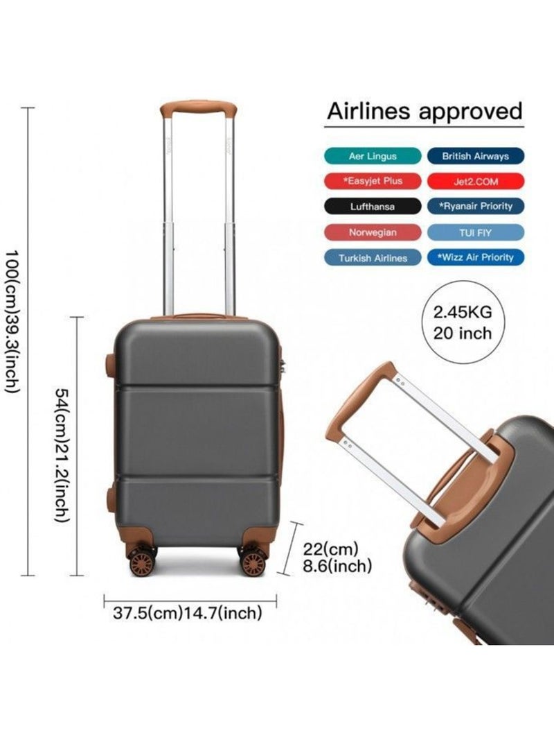Valise cabine - 54x37.5x22 cm abs 4 roulettes - kono Gris - Kiabi