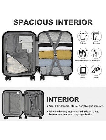 Valise cabine - 54x37.5x22 cm abs 4 roulettes - kono