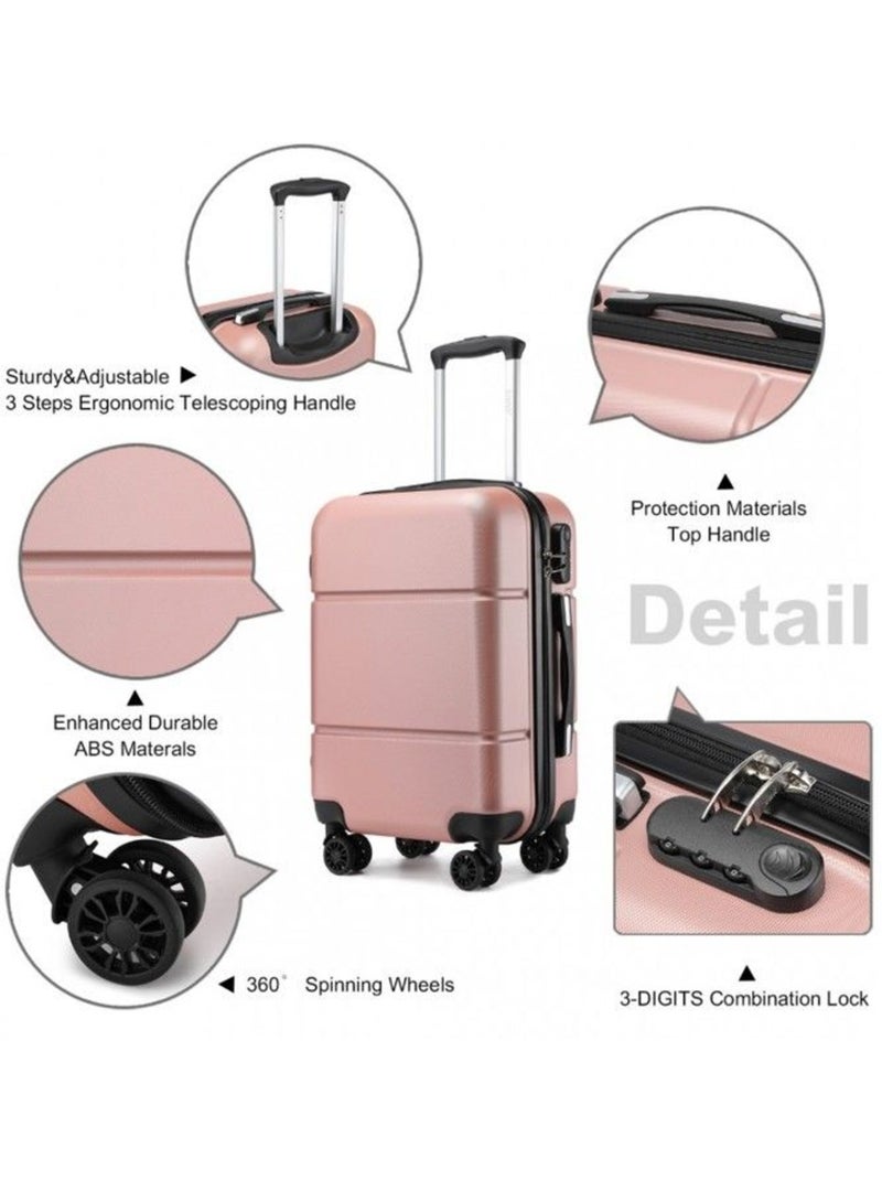 Valise cabine - 54x37.5x22 cm abs 4 roulettes - kono Rose - Kiabi