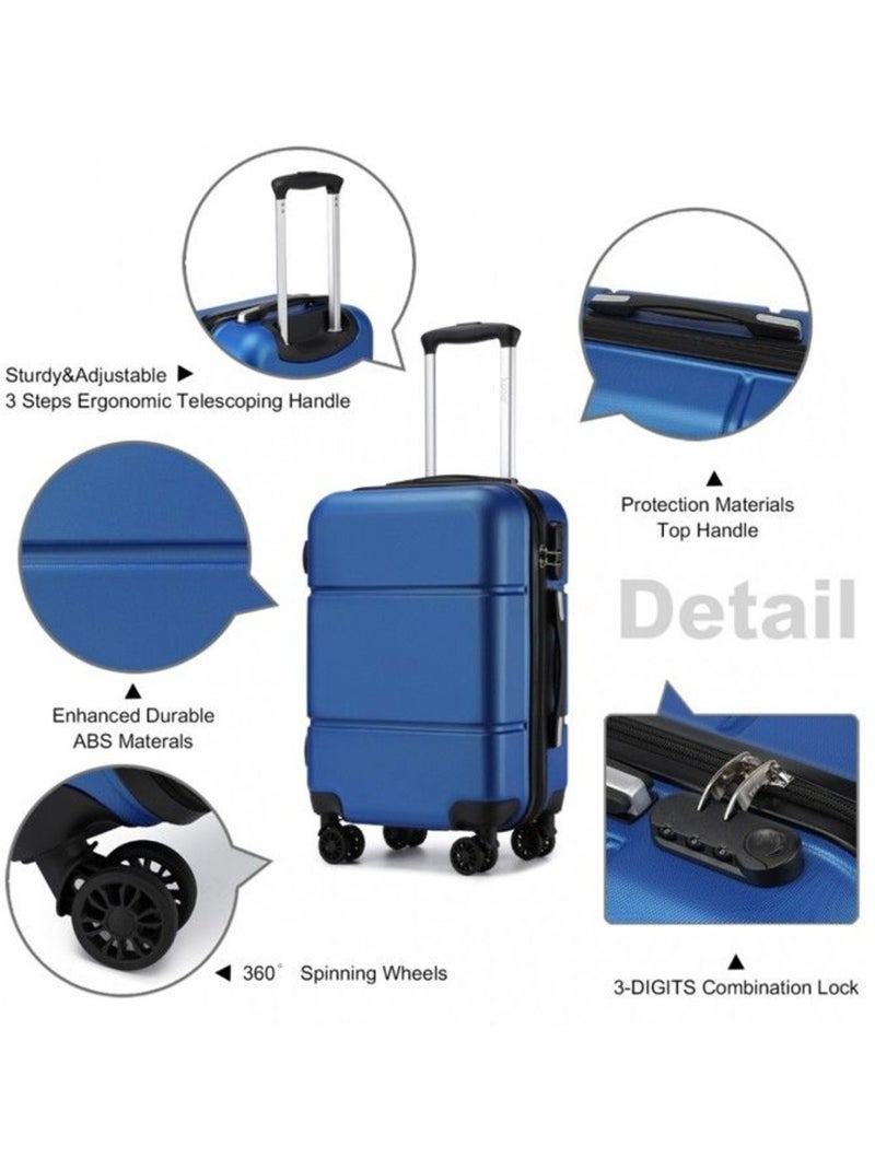 Valise cabine - 54x37x22 cm, rigide abs, 4 roues, serrure à code - kono Bleu - Kiabi