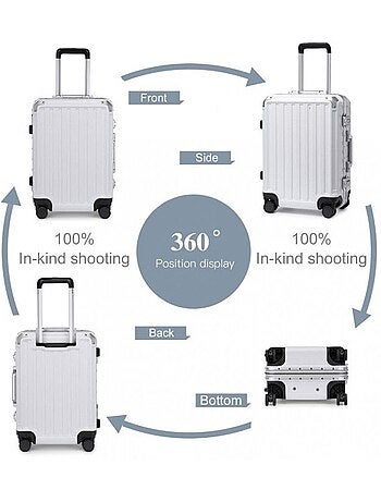 Valise cabine - 54x38x24 cm rigide 4 roulettes serrure tsa - kono
