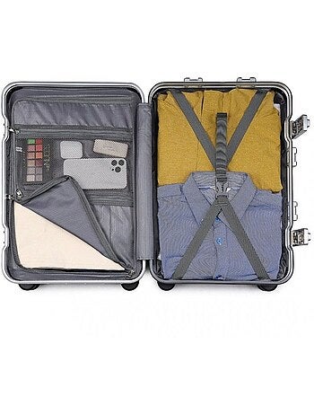 Valise cabine - 54x38x24 cm rigide 4 roulettes serrure tsa - kono