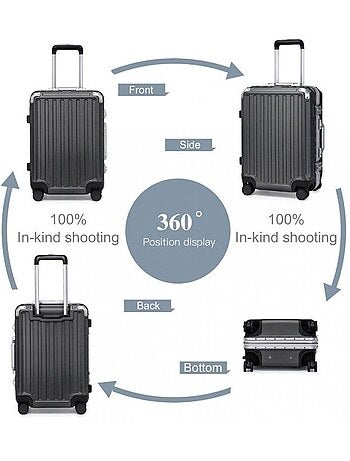 Valise cabine - 54x38x24 cm rigide 4 roulettes serrure tsa - kono