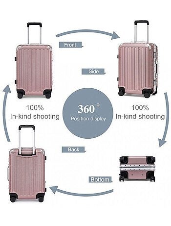 Valise cabine - 54x38x24.5 cm, polycarbonate, 4 roues 360°, serrure tsa - kono