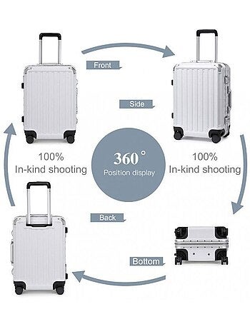 Valise cabine - 54x38x24.5 cm rigide 4 roulettes serrure tsa - kono