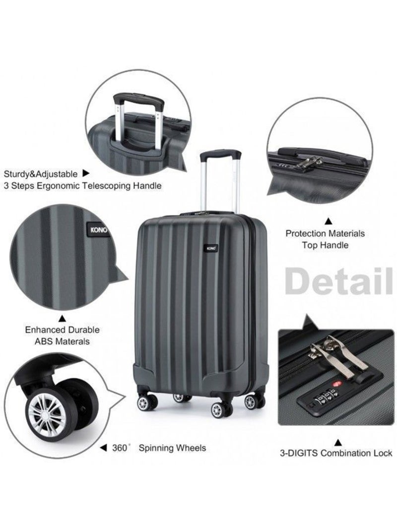 Valise cabine - 55x35x20 cm abs 4 roulettes - kono Gris - Kiabi