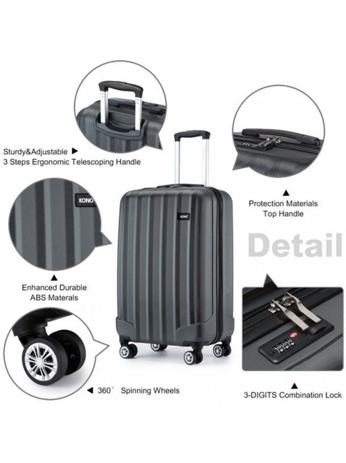 Valise cabine - 55x35x20 cm abs 4 roulettes - kono - Kiabi Valise cabine - 55x35x20 cm abs 4 roulettes - kono - Kiabi