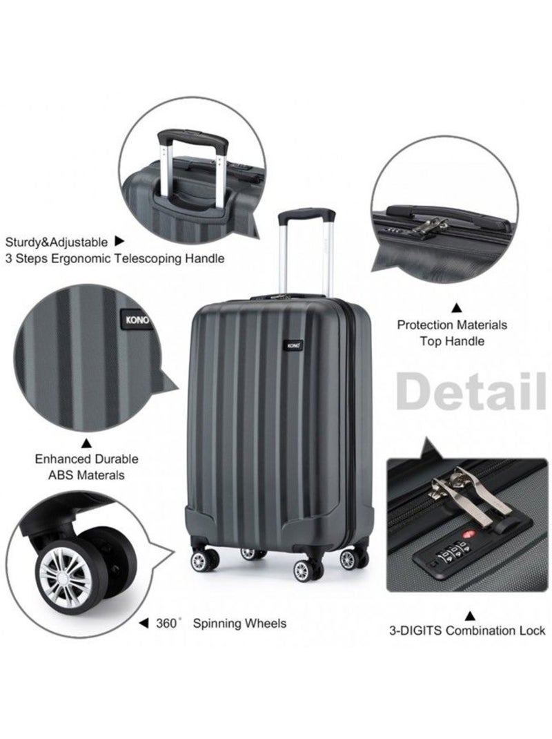 Valise cabine - 55x35x20 cm abs 4 roulettes - kono Gris - Kiabi