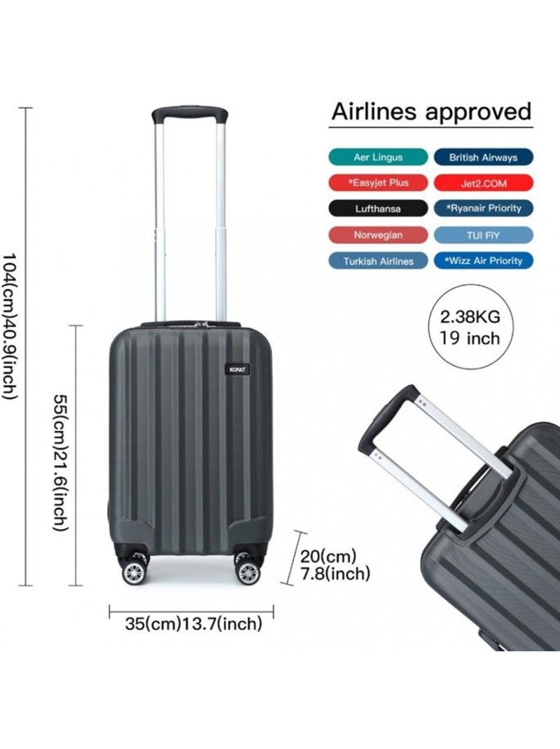 Valise cabine - 55x35x20 cm abs 4 roulettes - kono Gris - Kiabi