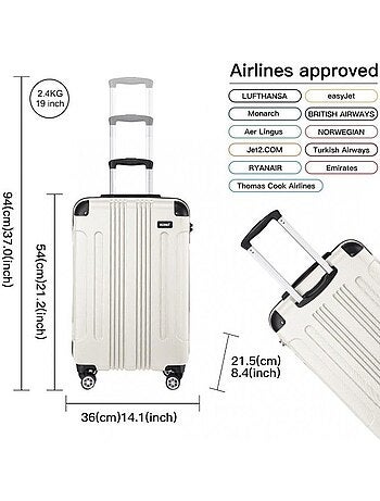 Valise cabine - 55x35x20 cm abs 40 l - kono