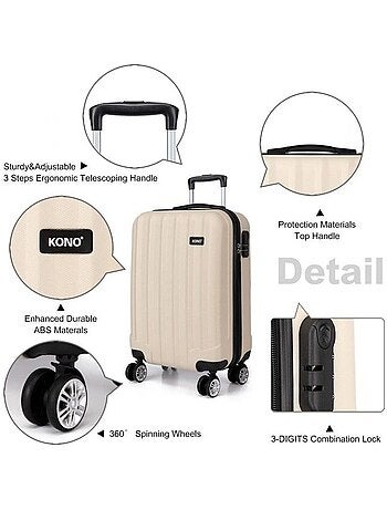 Valise cabine - 55x35x20 cm abs + pc 49 l tsa - kono