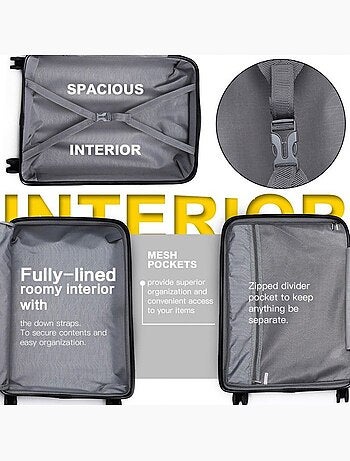 Valise cabine - 55x35x20 cm abs + pc 49 l tsa - kono