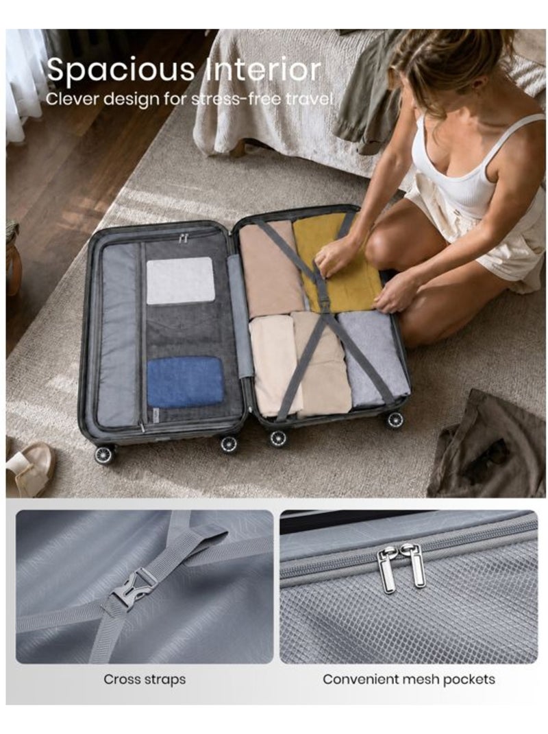 Valise cabine - 55x35x20 cm abs+pc - kono Gris - Kiabi