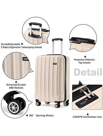Valise cabine - 55x35x20 cm abs+pc 4 roulettes - kono