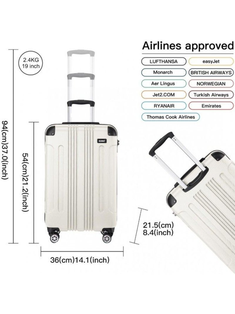 Valise cabine - 55x35x20 cm abs+pc 4 roulettes serrure tsa - kono Beige - Kiabi