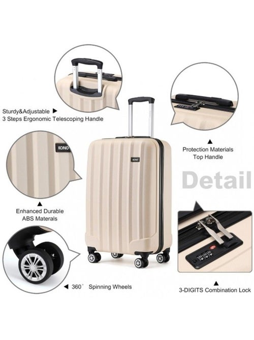 Valise cabine - 55x35x20 cm, rigide abs, 4 roues 360°, serrure à code - kono - Kiabi Valise cabine - 55x35x20 cm, rigide abs, 4 roues 360°, serrure à code - kono - Kiabi
