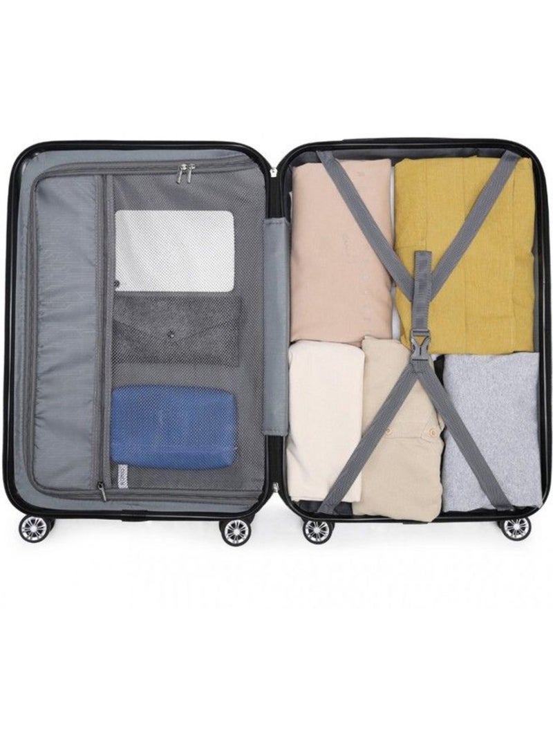Valise cabine - 55x35x20 cm, rigide abs, 4 roues 360°, serrure à code - kono Beige - Kiabi