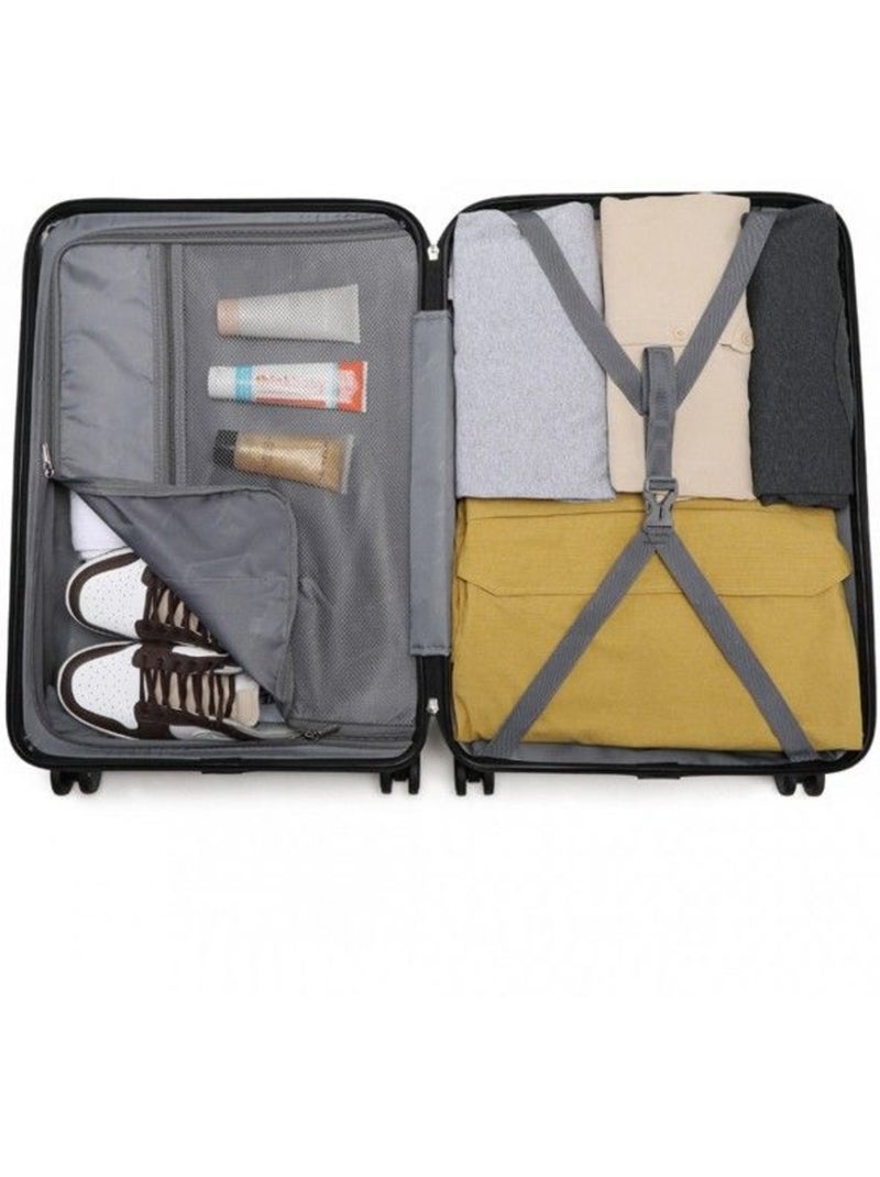 Valise cabine - 55x35x21 cm rigide 4 roulettes serrure tsa - british traveller Noir - Kiabi
