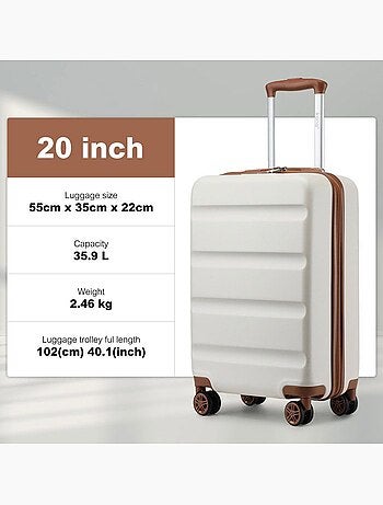 Valise cabine - 55x35x22 cm, rigide abs + pc, 4 roues, serrure tsa - kono
