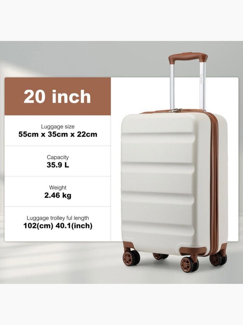 Valise cabine - 55x35x22 cm, rigide abs + pc, 4 roues, serrure tsa - kono Beige - Kiabi