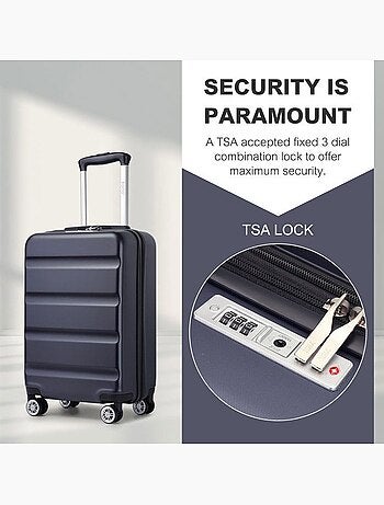 Valise cabine - 55x35x22 cm, rigide abs + pc, 4 roues, serrure tsa - kono