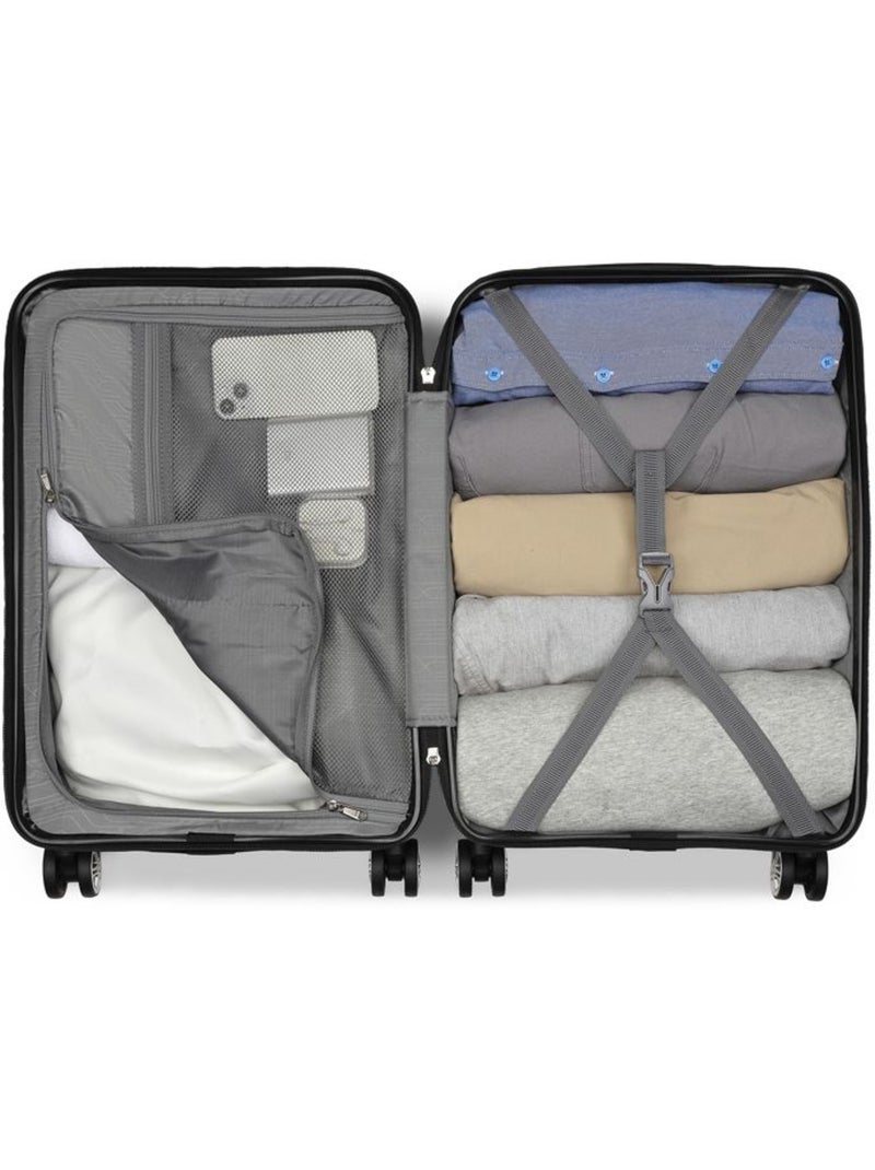 Valise cabine - 55x35x22 cm, rigide abs + pc, 4 roues, serrure tsa - kono Bleu - Kiabi
