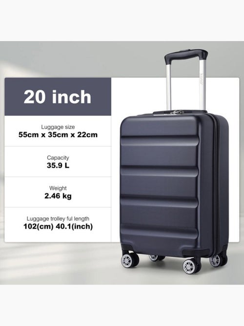Valise cabine - 55x35x22 cm, rigide abs + pc, 4 roues, serrure tsa - kono - Kiabi Valise cabine - 55x35x22 cm, rigide abs + pc, 4 roues, serrure tsa - kono - Kiabi