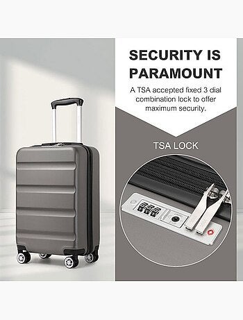 Valise cabine - 55x35x22 cm, rigide abs + pc, 4 roues, serrure tsa - kono