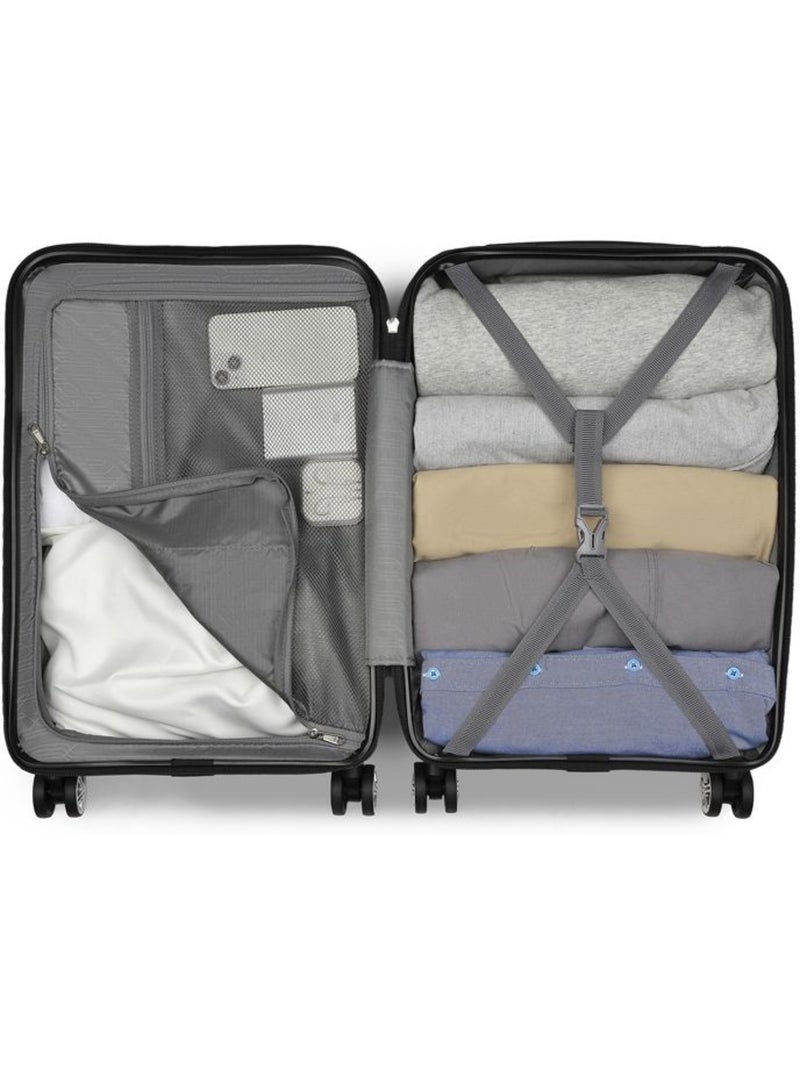Valise cabine - 55x35x22 cm, rigide abs + pc, 4 roues, serrure tsa - kono Gris - Kiabi