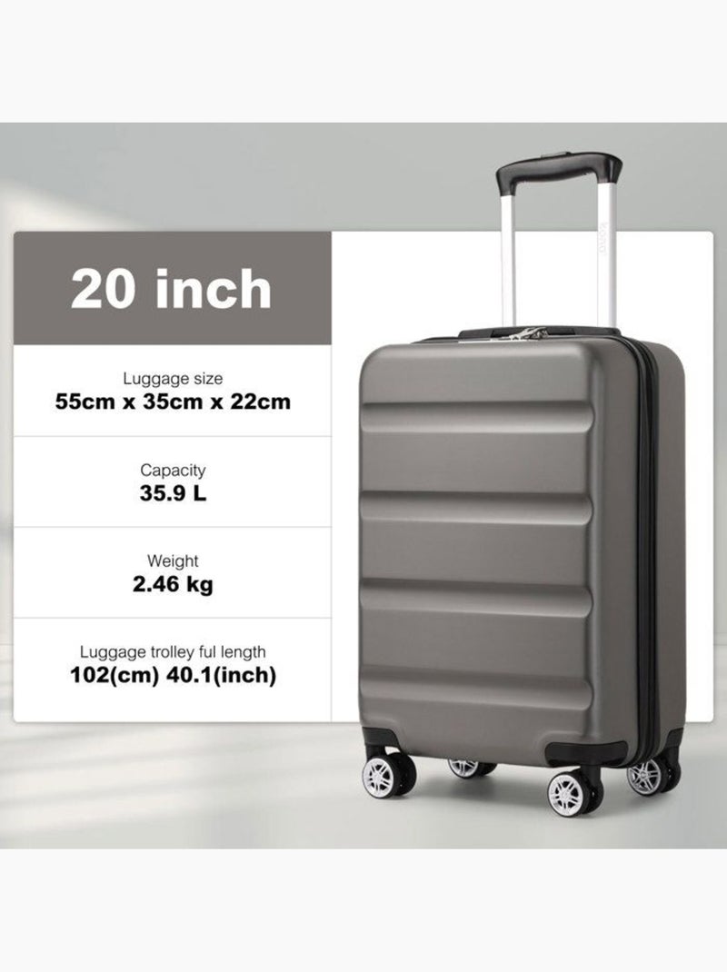 Valise cabine - 55x35x22 cm, rigide abs + pc, 4 roues, serrure tsa - kono Gris - Kiabi