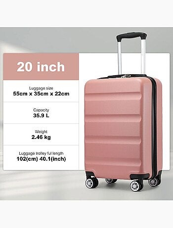 Valise cabine - 55x35x22 cm, rigide abs + pc, 4 roues, serrure tsa - kono
