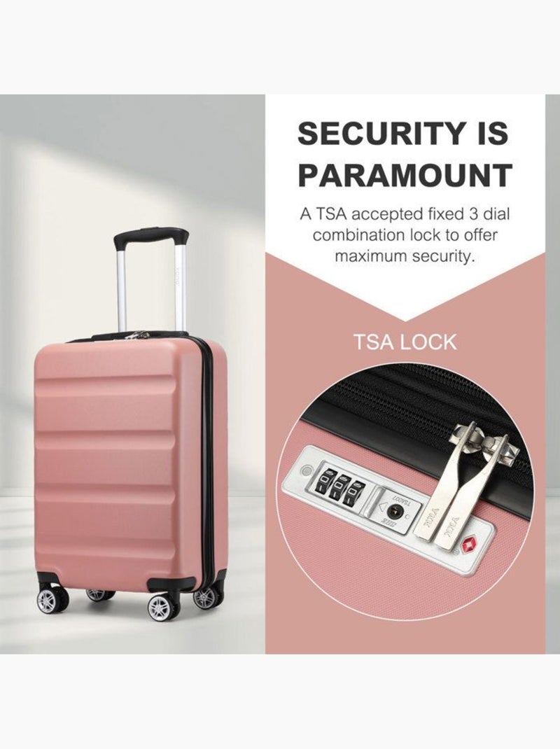 Valise cabine - 55x35x22 cm, rigide abs + pc, 4 roues, serrure tsa - kono Rose - Kiabi