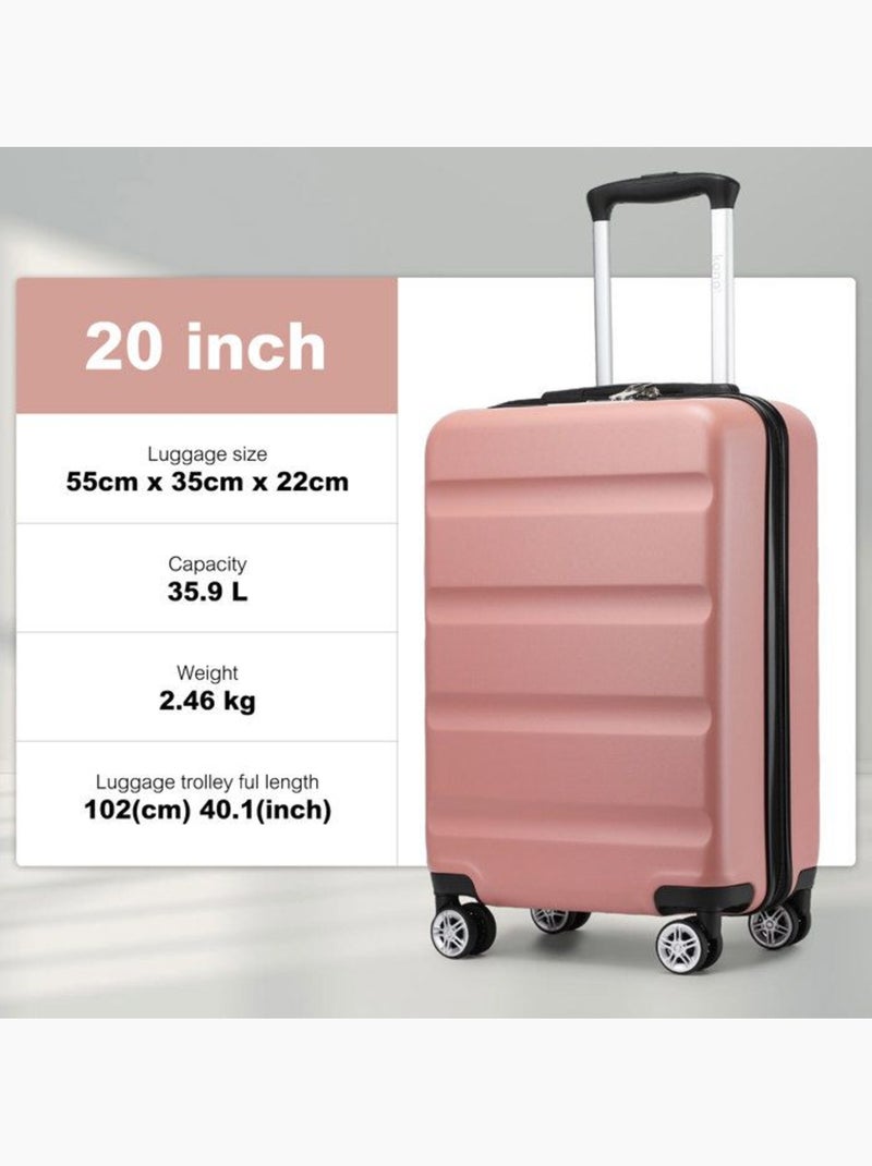Valise cabine - 55x35x22 cm, rigide abs + pc, 4 roues, serrure tsa - kono Rose - Kiabi