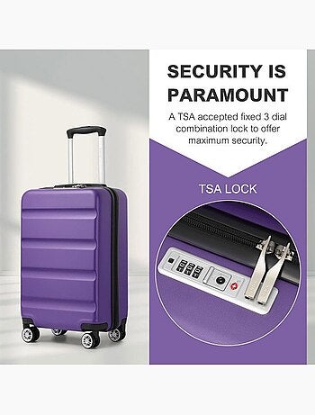 Valise cabine - 55x35x22 cm, rigide abs + pc, 4 roues, serrure tsa - kono