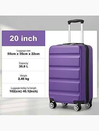 Valise cabine - 55x35x22 cm, rigide abs + pc, 4 roues, serrure tsa - kono