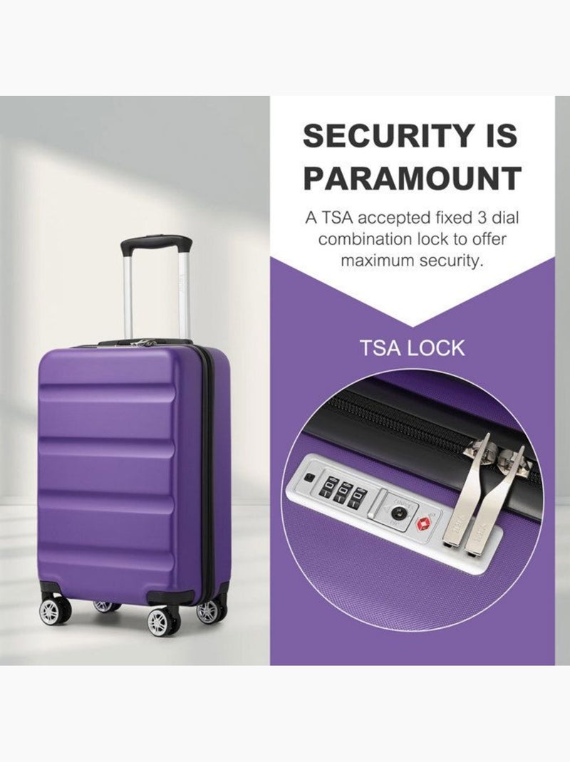 Valise cabine - 55x35x22 cm, rigide abs + pc, 4 roues, serrure tsa - kono Violet - Kiabi