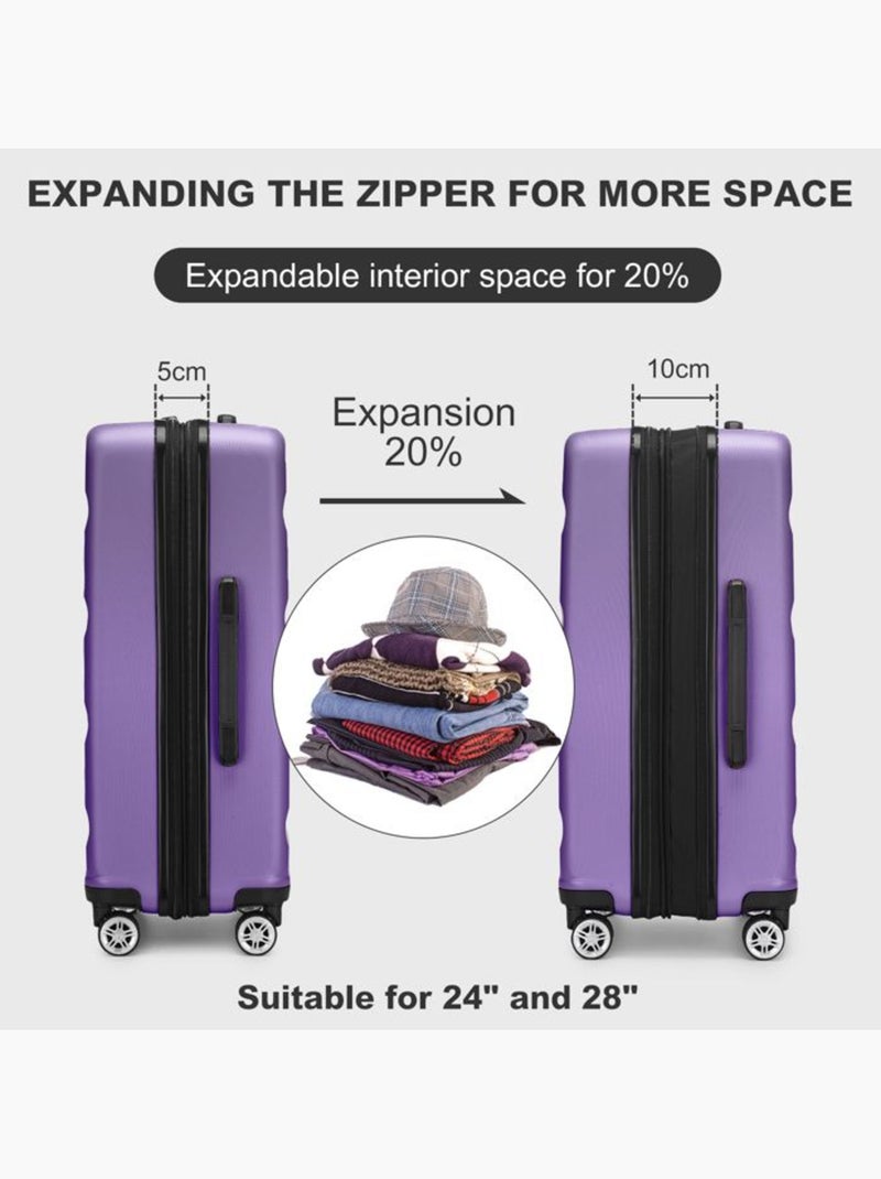 Valise cabine - 55x35x22 cm, rigide abs + pc, 4 roues, serrure tsa - kono Violet - Kiabi
