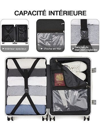 Valise cabine - 55x37.5x25 cm rigide 4 roulettes serrure tsa - kono