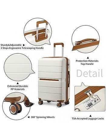 Valise cabine - 55x37x22 cm polypropylène 4 roulettes serrure tsa - british traveller