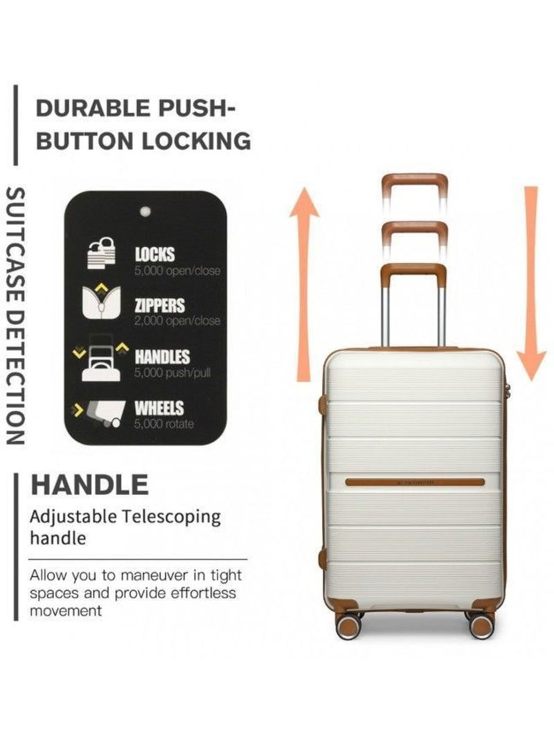 Valise cabine - 55x37x22 cm polypropylène 4 roulettes serrure tsa - british traveller Blanc - Kiabi