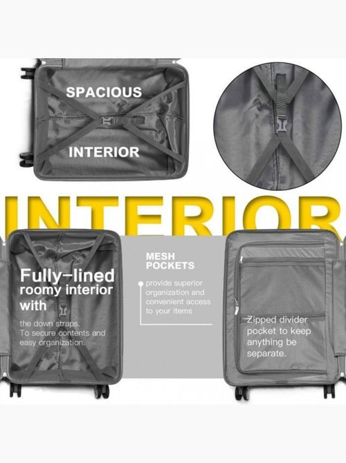 Valise cabine - 55x37x22 cm polypropylène 4 roulettes serrure tsa - british traveller - Kiabi Valise cabine - 55x37x22 cm polypropylène 4 roulettes serrure tsa - british traveller - Kiabi