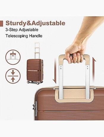 Valise cabine - 55x37x22 cm, rigide polypropylène (pp), 4 roues 360° - british traveller
