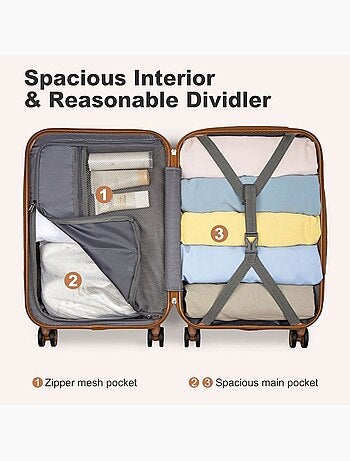 Valise cabine - 55x38x19 cm abs+pc 4 roulettes serrure tsa - kono
