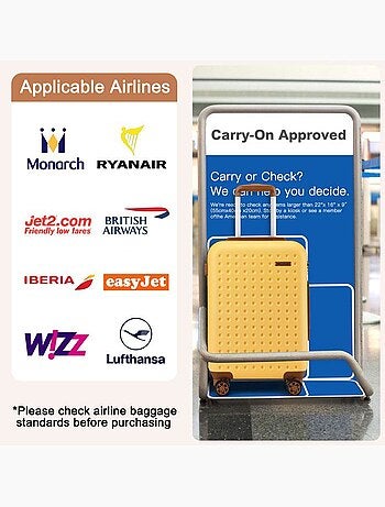 Valise cabine - 55x38x19 cm abs+pc 4 roulettes serrure tsa - kono