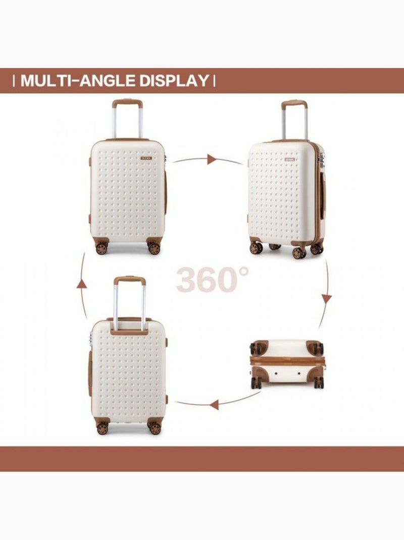 Valise cabine - 55x38x19.5 cm, rigide abs + pc, 4 roues 360°, serrure tsa - kono Blanc - Kiabi