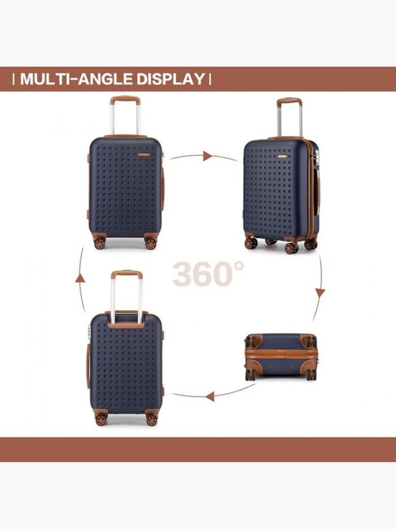 Valise cabine - 55x38x19.5 cm, rigide abs + pc, 4 roues 360°, serrure tsa - kono Bleu - Kiabi